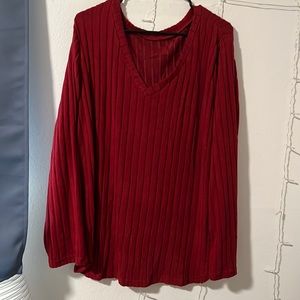 SHEIN Red Felt Long Sleeve Shirt